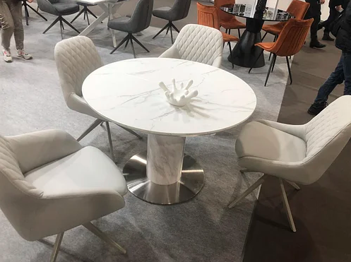 Стіл розкладний TML-670 VETRO 110x110 Білий Мармур фотографія
