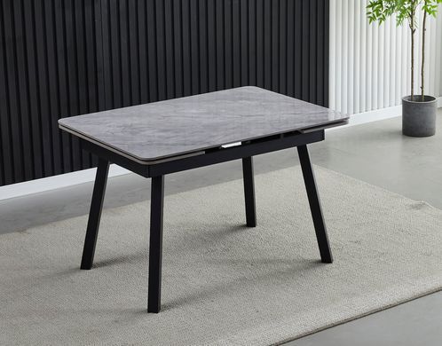 Стіл розкладний MADRID CERAMIC Intarsio 120(180)*85 Сірий Глянець Чорний фотографія