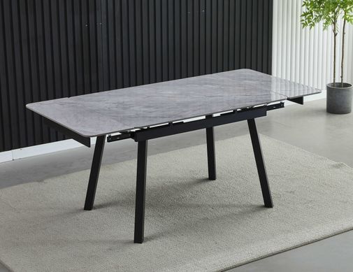 Стіл розкладний MADRID CERAMIC Intarsio 120(180)*85 Сірий Глянець Чорний фотографія