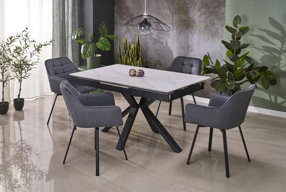 Стіл розкладний PLATAN Halmar 140(180)x85 Білий Мармур/Чорний фотографія
