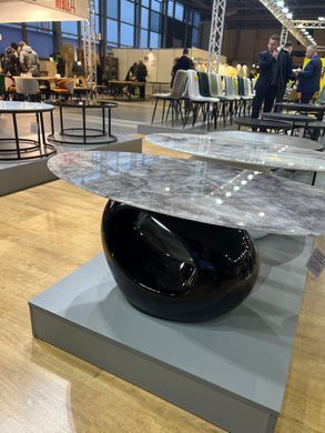 Журнальный столик ETNA Ceramic Signal 110x60 Серый Эффект Мрамора / Черный Лакированный фотография