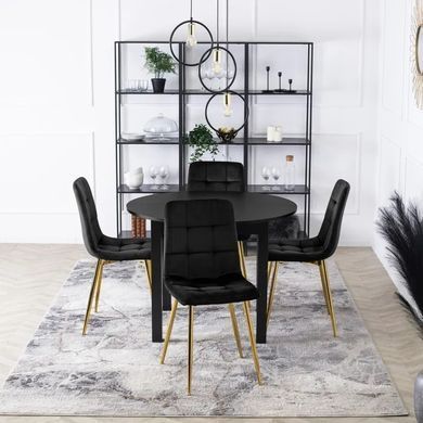Стілець оксамитовий MEBEL ELITE YORK Velvet, Чорний / Золотий фотографія