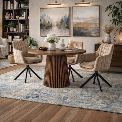 Стіл розкладний круглий MEBEL ELITE ADRIEN 120(200)х120 см Горіх фотографія