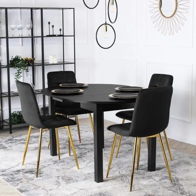 Стілець оксамитовий MEBEL ELITE YORK Velvet, Чорний / Золотий фотографія