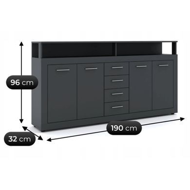 Комод MEBEL ELITE BLAGO 190 антрацит фотографія