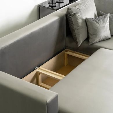 Кутовий диван оксамитовий MEBEL ELITE MARKUS Velvet 238 см Cірий (правий) фотографія