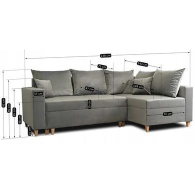Кутовий диван оксамитовий MEBEL ELITE MARKUS Velvet 238 см Cірий (правий) фотографія