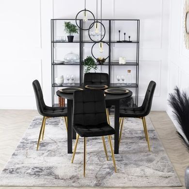 Стілець оксамитовий MEBEL ELITE YORK Velvet, Чорний / Золотий фотографія
