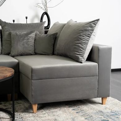 Кутовий диван оксамитовий MEBEL ELITE MARKUS Velvet 238 см Cірий (правий) фотографія