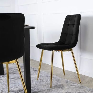 Стілець оксамитовий MEBEL ELITE YORK Velvet, Чорний / Золотий фотографія
