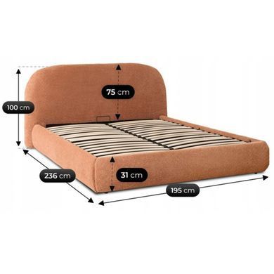 Кровать двуспальная MEBEL ELITE ROSSO 160x200 см Рыжий Букле фотография