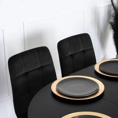 Стілець оксамитовий MEBEL ELITE YORK Velvet, Чорний / Золотий фотографія