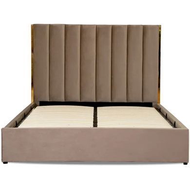 Ліжко двоспальне оксамитове MEBEL ELITE EMILIO Velvet 160x200 см Бежевий фотографія