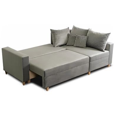 Кутовий диван оксамитовий MEBEL ELITE MARKUS Velvet 238 см Cірий (правий) фотографія