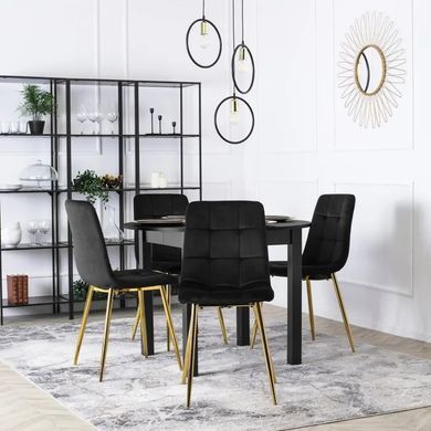 Стілець оксамитовий MEBEL ELITE YORK Velvet, Чорний / Золотий фотографія
