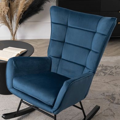 Крісло-гойдалка оксамитове MEBEL ELITE JACKSON Velvet Синій фотографія