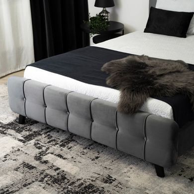 Ліжко двоспальне оксамитове MEBEL ELITE LINO Velvet 140x200 Сірий фотографія