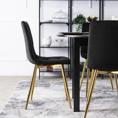Стілець оксамитовий MEBEL ELITE YORK Velvet, Чорний / Золотий фотографія