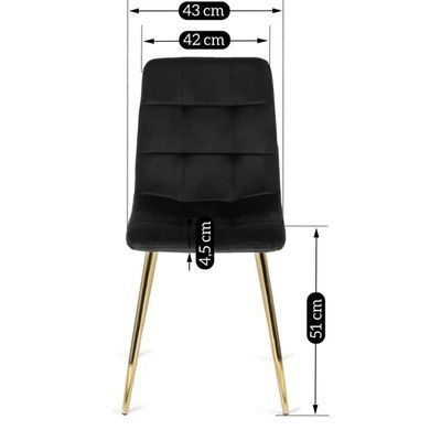 Стілець оксамитовий MEBEL ELITE YORK Velvet, Чорний / Золотий фотографія