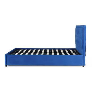 Ліжко двоспальне оксамитове MEBEL ELITE CROS Velvet 140x200 см Синій фотографія