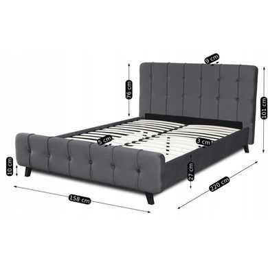 Ліжко двоспальне оксамитове MEBEL ELITE LINO Velvet 140x200 Сірий фотографія