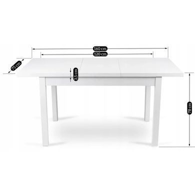 Стіл розкладний MEBEL ELITE SKUBI 120(160)х75 см Білий фотографія