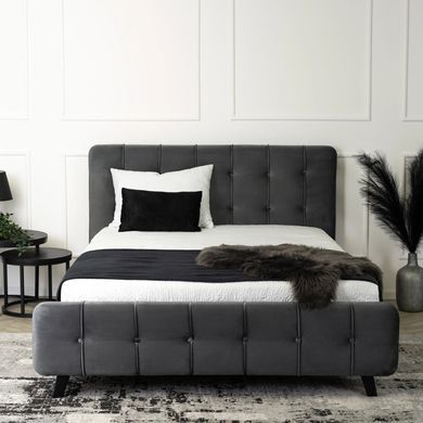 Ліжко двоспальне оксамитове MEBEL ELITE LINO Velvet 140x200 Сірий фотографія