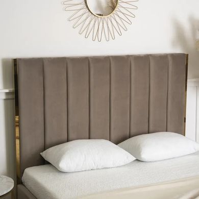 Ліжко двоспальне оксамитове MEBEL ELITE EMILIO Velvet 160x200 см Бежевий фотографія