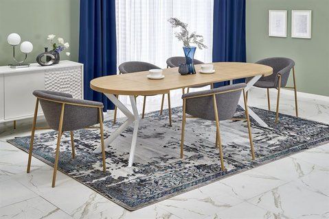 Стол раскладной PERONI Halmar 100(250)х100 Золотой Дуб / Белый фотография