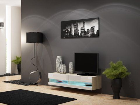 ТВ Тумба VIGO RTV Cama 140 New Дуб Сонома Мат / Белый Глянец фотография