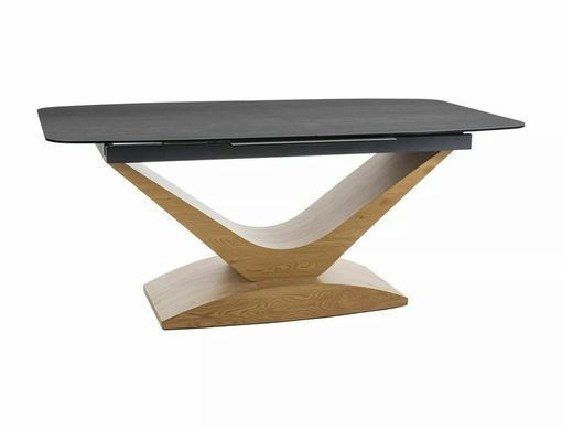 Стіл розкладний DOLCE Ceramic PIETRA DI SAVOIA Signal 180(240)x95 Світло Сірий Мат / Горіх фотографія
