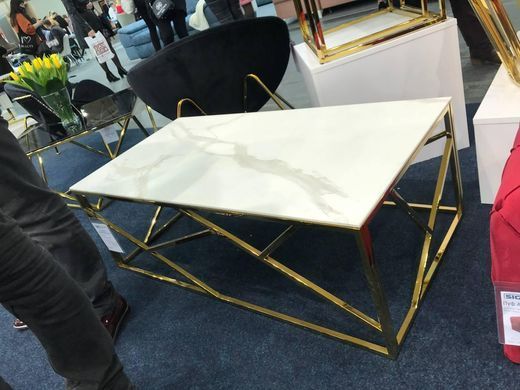 Журнальний столик Escada A II Signal 120x60 Білий Ефект Мармуру / Золото фотографія
