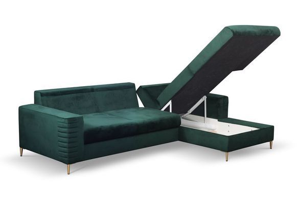 Диван кутовий розкладний COLLIN Velluto на ніжках Perfect Home Польща Зелений фотографія