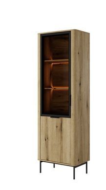 Витрина высокая с подсветкой Perfect Home Уилсон / Wilson 2-дверная 2D1W/63 Дуб эвок фотография