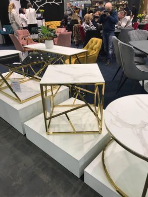 Журнальный столик ESCADA B II Signal 55x55 Белый Эффект Мрамора / Золото фотография