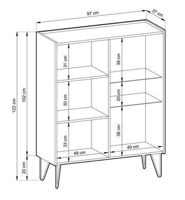 Витрина Perfect Home Гармони / Harmony 2-дверная с золотыми ножками WT97 Черный/черный мрамор роял фотография