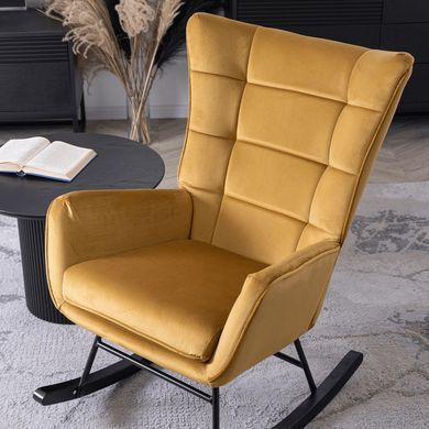 Кресло-качалка бархатное MEBEL ELITE JACKSON Velvet Горчичный фотография