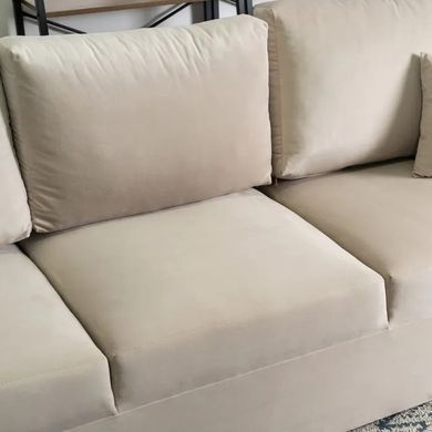 Диван 3-х местный бархатный MEBEL ELITE NICOLO Velvet 238 см Бежевый фотография