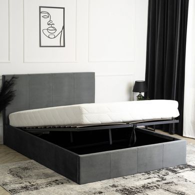 Ліжко двоспальне оксамитове MEBEL ELITE MELIA Velvet 140x200 Темно Сірий фотографія