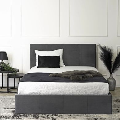 Ліжко двоспальне оксамитове MEBEL ELITE MELIA Velvet 160x200 Сірий фотографія