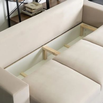 Диван 3-х местный бархатный MEBEL ELITE NICOLO Velvet 238 см Бежевый фотография