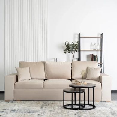Диван 3-х местный бархатный MEBEL ELITE NICOLO Velvet 238 см Бежевый фотография