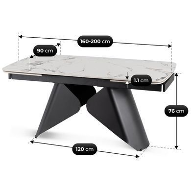 Стол раскладной MEBEL ELITE VERONA 160(240)х90 см Белый мрамор/черный фотография