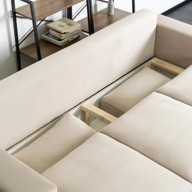 Диван 3-х местный бархатный MEBEL ELITE NICOLO Velvet 238 см Бежевый фотография