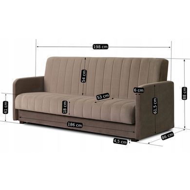 Диван розкладний MEBEL ELITE PORTO 198 см Беж фотографія