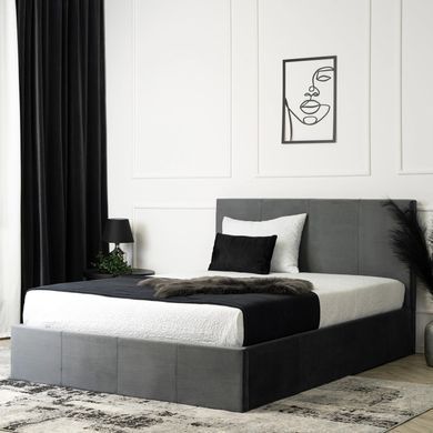 Ліжко двоспальне оксамитове MEBEL ELITE MELIA Velvet 140x200 Темно Сірий фотографія
