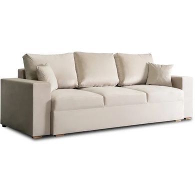 Диван 3-х местный бархатный MEBEL ELITE NICOLO Velvet 238 см Бежевый фотография