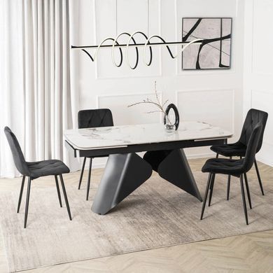 Стол раскладной MEBEL ELITE VERONA 160(240)х90 см Белый мрамор/черный фотография