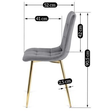 Стілець оксамитовий MEBEL ELITE YORK Velvet, Сірий / Золотий фотографія