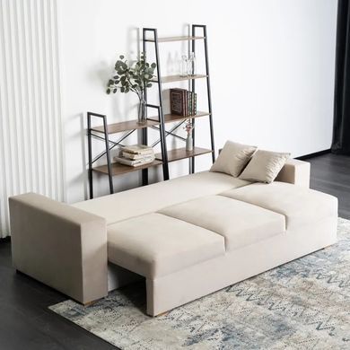 Диван 3-х местный бархатный MEBEL ELITE NICOLO Velvet 238 см Бежевый фотография